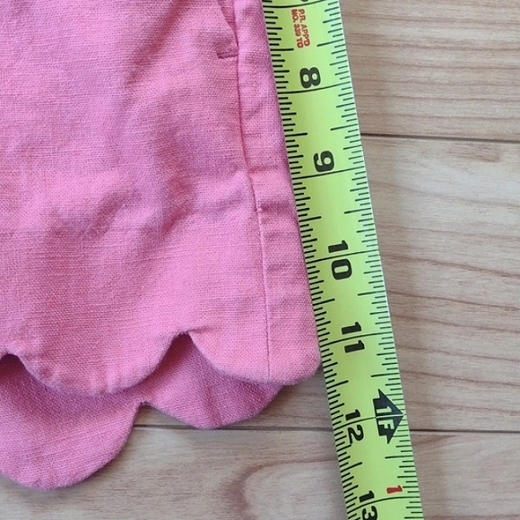 J. by J. Crew Pink Scalloped Hem Linen Cotton Blend Shorts Size 00 - Picture 10 of 11